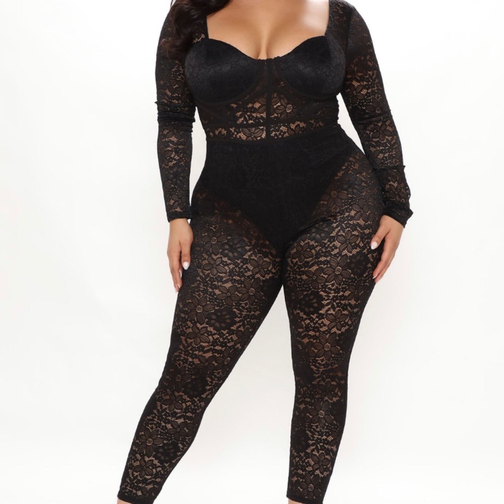 The Sky Is The Limit Long Sleeve Lace Jumpsuit